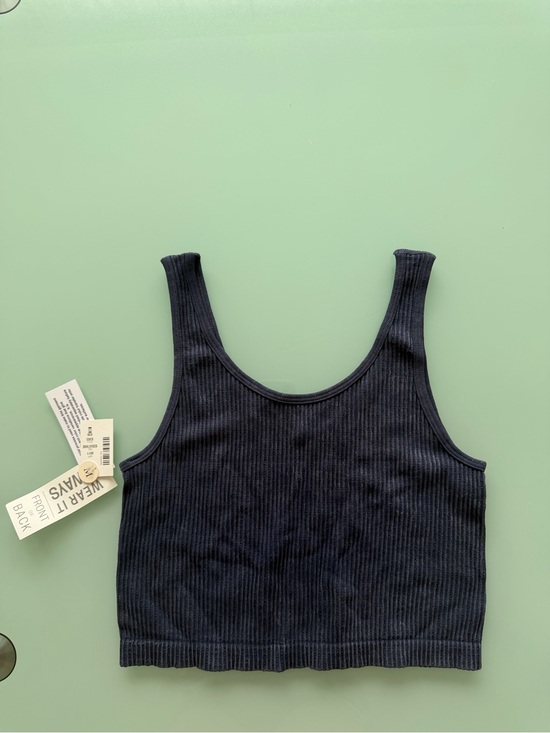 Aeropostale Tops - Aeropostale Navy Ribbed Scoop Crop Tank